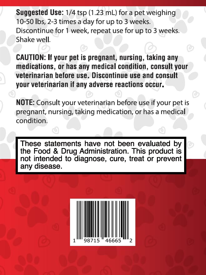 Intestinal Cleanse for Dogs and Cats, Digestive and Intestinal Support, Liquid Herbal Supplement for Gut, Health and Support, Promotes Beneficial Flora Growth, 4 Fl Oz