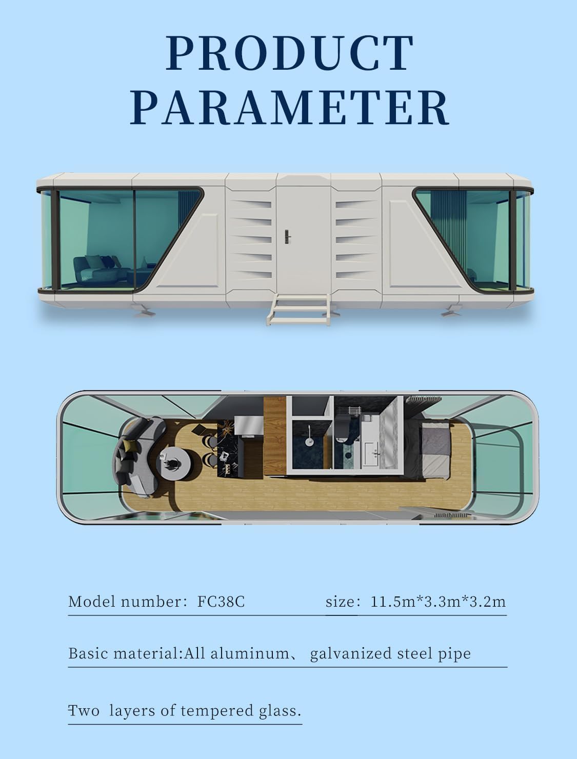 Futuristic Mobile Capsule Home - 1 Bedroom, Full Bathroom, Kitchen & Living Area - Sleek Portable Cabin