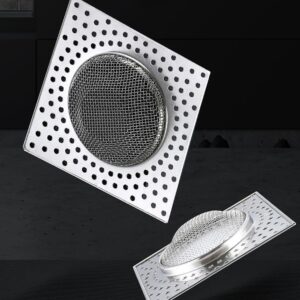 Bathtub Drain Hair Catcher, Fast Drain Shower Drain Hair Catcher, 304 Stainless Steel Drain Protector for Bathroom Pop-up Drain, Kitchen and General Drain (4 Pieces Square)