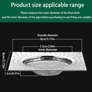 Bathtub Drain Hair Catcher, Fast Drain Shower Drain Hair Catcher, 304 Stainless Steel Drain Protector for Bathroom Pop-up Drain, Kitchen and General Drain (4 Pieces Square)