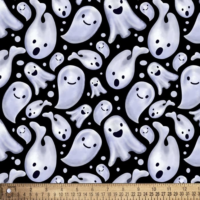 Halloween Ghosts Play Digital Cotton Fabric by The Yard