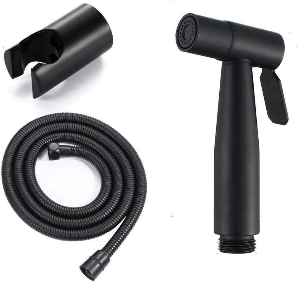 YYXCXXIZ Bidet Hand Held Bidet Sprayer Stainless Steel Spraye Bidet Shower Head with Hose and Bracket Holder - Black Toilet Spray Gun Set Stainless Steel Women's wash Faucet 1.5 Meter Stainless Steel