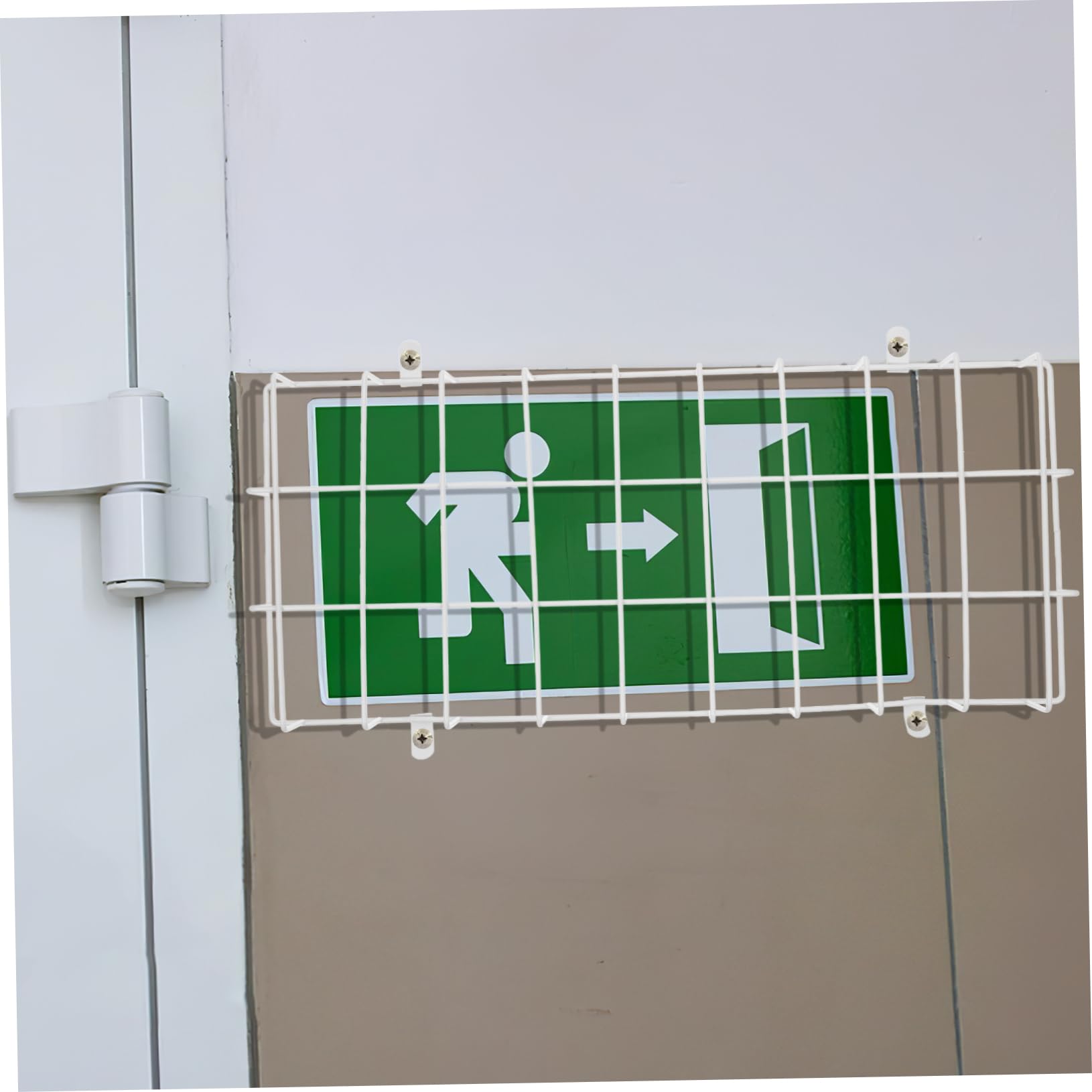 jojofuny Lampshade Protection Net Exit Damage Stopper Exit Sign Wall Guard Emergency Light Cage Guard Exit Light Protective Cages Exit Signs for Business Emergency Guard Iron White