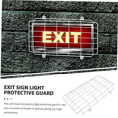 BEBEMOKO Exit Light Commercial Emergency Light Wire Cages Corded Emergency Light Emergency Light Protection Cover Protectors Wall Mounted Emergency Light Wire Cover The Wire Sign Iron White