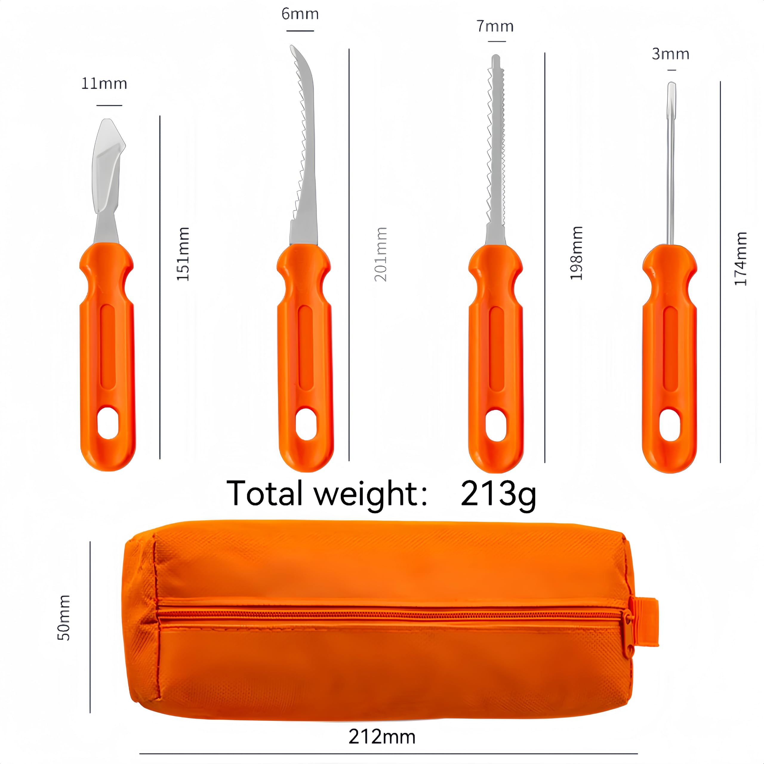 Vvinjinwujin 7 pcs multifunctional pumpkin carving kit - carving knives for pumpkin, clay, soap and wood - perfect for Halloween pumpkin cawing - ergonomic handle - full set of durable storage bags