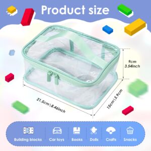 3 Pcs Toy Storage Bags Clear PVC Toy Organizing Bags with Zipper and Handle Reusable Board Game Storage Waterproof Toy Storage Organizer for Building Blocks Toys Books US(green)