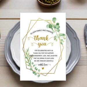 Amelomaca Wedding Reception Thank You Cards, 50 Thank You Placecards for Wedding Table Centerpieces, Wedding Decorations, Menu Place Setting Card Notes for Guests, Family, and Friends.