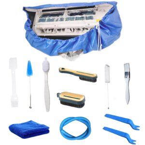 Mini Split Cleaning Bag |Split Ac Unit Cleaning Bag |Ac Cleaning Bag |Mini Split Ac Cleaning Kit with 9ft Drainpipe （12pcs，Light Blue，Large Size