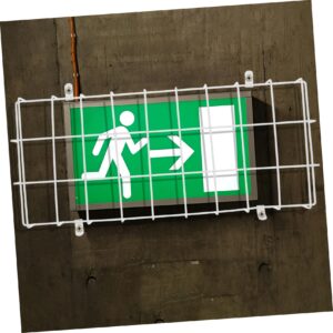 Lampshade Protection Net Signs Emergency Light Exit Sign Protective Guard Emergency Guard Exit Sign Wire Guard Exit Sign Cage Exit Light Guard Exit Sign Guard White Iron OSALADI