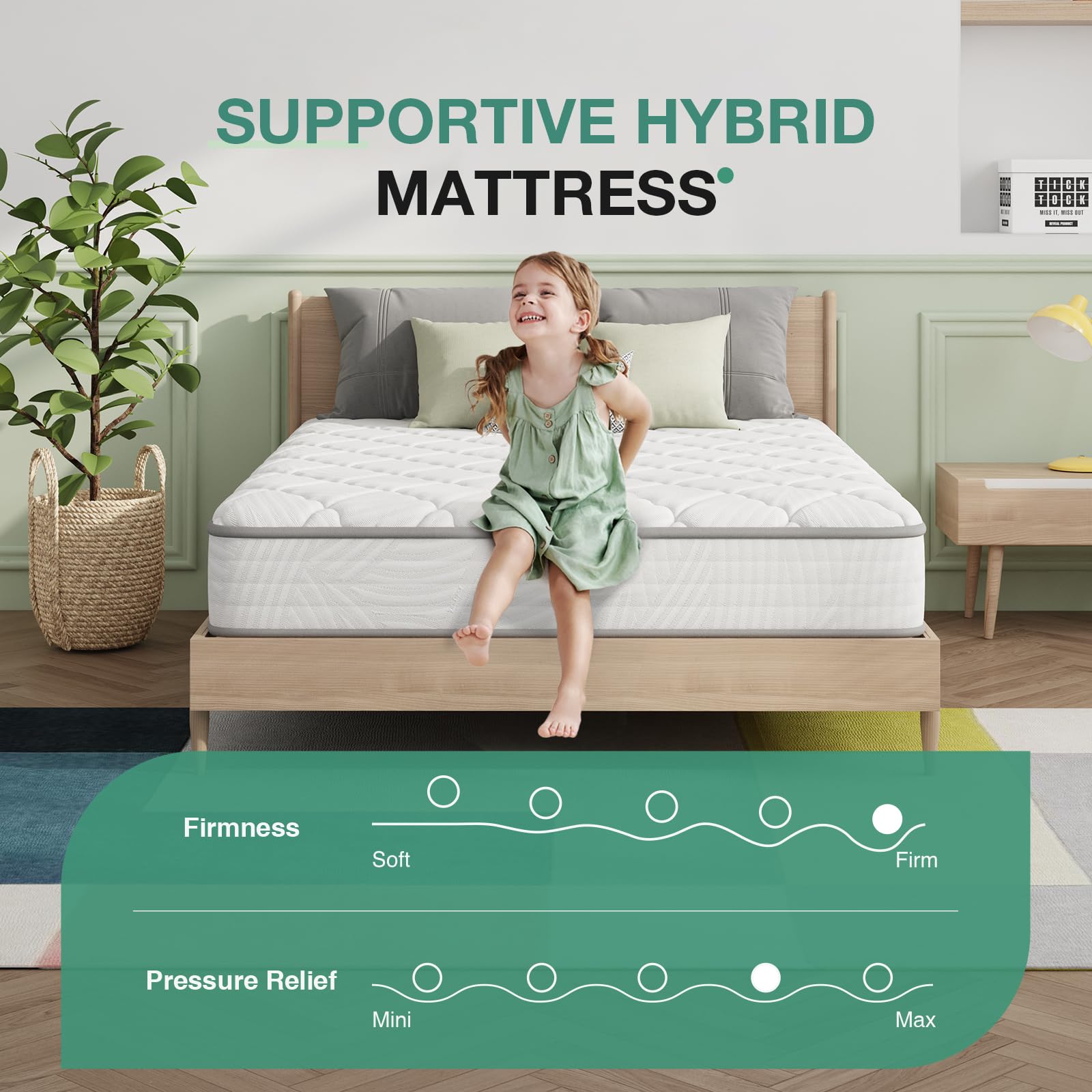 Novilla Full Size Mattress 8 inch, Hybrid Full Mattress in a Box, Innerspring Mattress with Comfortable & Breathable Foam, Supportive Mattress for Back Pain Relief, Certipur-Us Certified