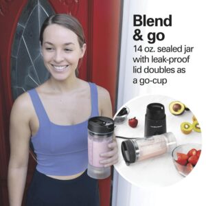 Personal Blender for Shakes and Smoothies with Leak-Proof Travel Lid, Stainless Steel Blades, 14 oz. Jar, black, 51190F