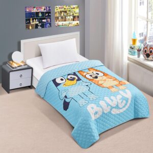 Bluey Bedding Set Twin Bed - Bundle with Bluey Room Decor with Bedspread, Flat Sheet, Fitted Sheet, Pillowcase for Twin Bed Plus Bluey Posters, Stickers, More | Bluey Bedroom Decor for Boys, Girls