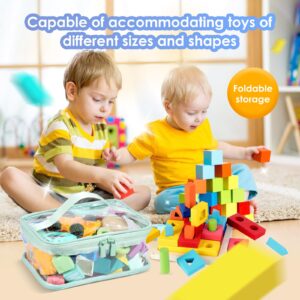 3 Pcs Toy Storage Bags Clear PVC Toy Organizing Bags with Zipper and Handle Reusable Board Game Storage Waterproof Toy Storage Organizer for Building Blocks Toys Books US(green)