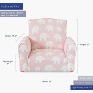 The Rose Hill Company Kid Rocking Chair for Toddlers, Child Chair for Little Kids, Upholstered Toddler Armchair for Children, Comfy and Cute Little Kid Chairs (Rockers, Pink Elephants Print)