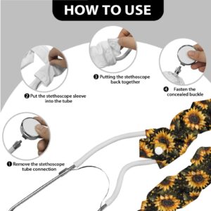 Gomyblomy Sunflower Stethoscope Cover 2 Pcs Stethoscope Sleeve Floral Stethoscope Cover Sleeve Doctor Nurse Gifts for Women Stethoscope Accessories, Universal Fit