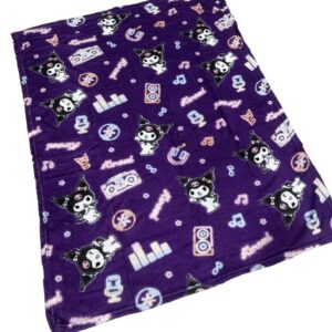 Kuromi & Friends Soft Silky Fleece Throw 40"x50" Kids Blanket “Neon Kuromi”