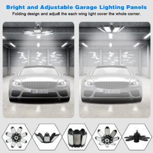 POLARPRA Led Garage Light - 20000LM Super Bright 6500K Garage Lights Ceiling Led w/ 8 Adjustable Panels and Electric Power Washer - 3000 PSI 2.6 GPM Pressure Washers with Foam Cannon