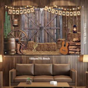 Jumpama Cowboy Birthday Party Decorations Western Birthday Party Supplies, 65Pcs Cowboy Balloons and 1Pcs Western Birthday Backdrop for Cowboy Rodeo Birthday Party Country Western Baby Shower