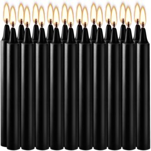 20 pcs Unscented Black Mini Taper Candle, 4 Inch Tall x 1/2 Inch Diameter, Great for Casting Chimes, Rituals, Spells, Vigil, Witchcraft, Wiccan Supplies, Wax Play & More…