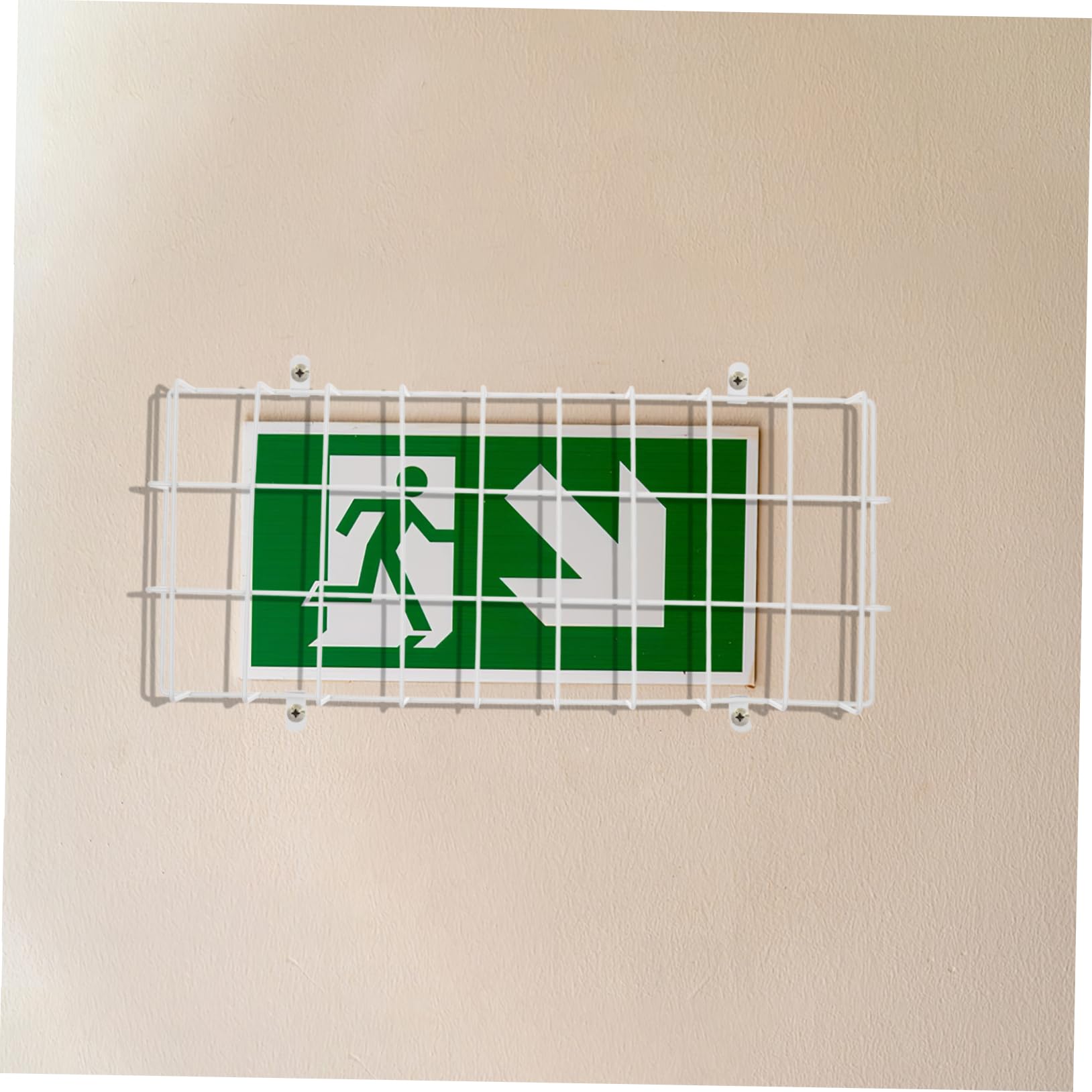 jojofuny Lampshade Protection Net Exit Damage Stopper Exit Sign Wall Guard Emergency Light Cage Guard Exit Light Protective Cages Exit Signs for Business Emergency Guard Iron White