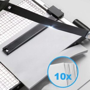 Paper Cutter for Cardstock Heavy Duty 12 inch, 12" Cut Length Guillotine Paper Trimmer for Cardstock Metal Base, 12 Sheets Capacity, for Home Office Classroom School, raw White