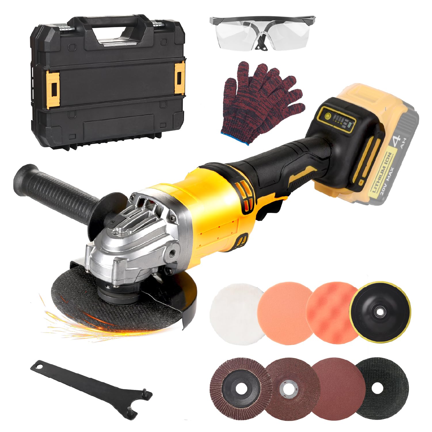 Angle Grinder Compatible with Dewalt 20V Max Battery(NO Battery) Cordless Angle Grinder,4-1/2" Blades Brushless Grinder for Cutting, Griding, Polishing(10000RPM) Battery Powered Angle Grinder