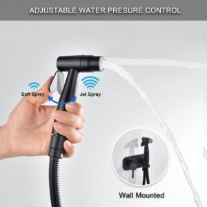 Senhozi Matte Black Bidet Sprayer for Toilet, Warm Water Handheld Bidet Sprayer with Hot and Cold Mixing Valve, Bidet Attachment for Toilet, SE-0002-2-BK