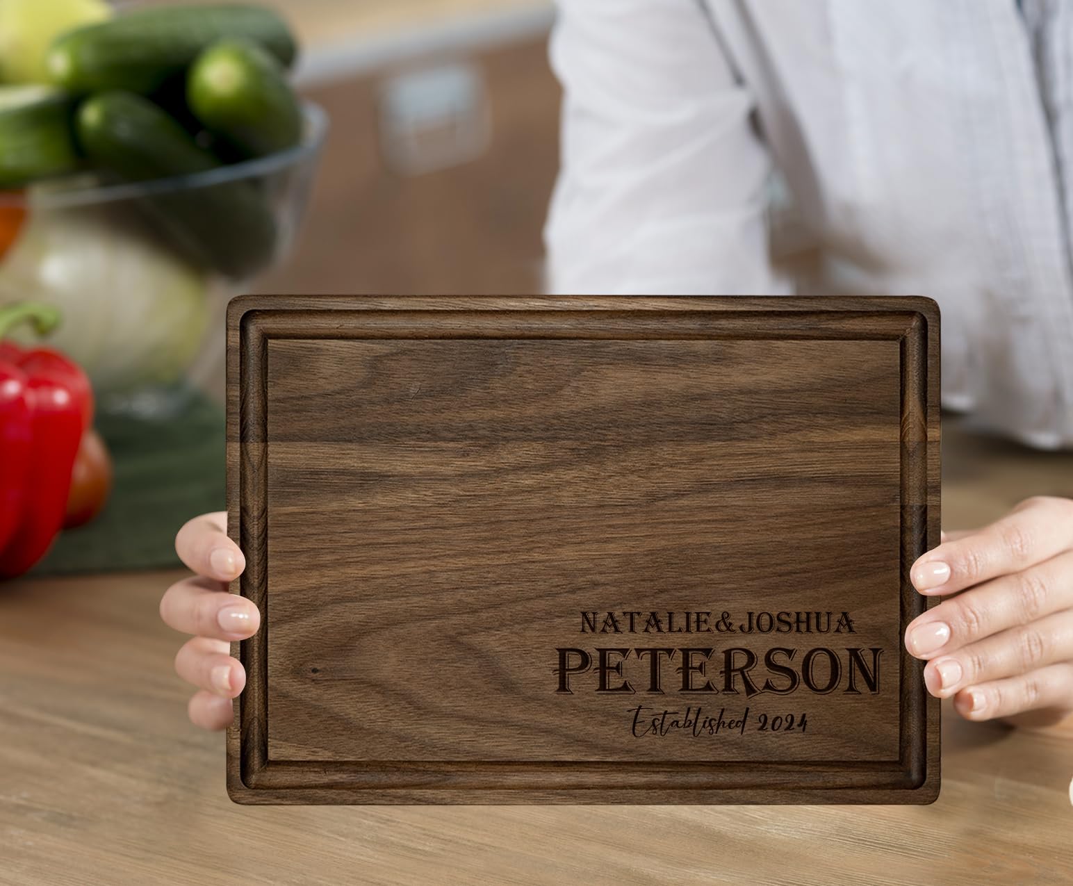 Personalized Cutting Board - Custom Engraved Wood Charcuterie Boards - Unique Christmas, Wedding, Bridal Shower, Anniversary, Housewarming, Real Estate Closing Gift Idea For Couples, Friends, Family