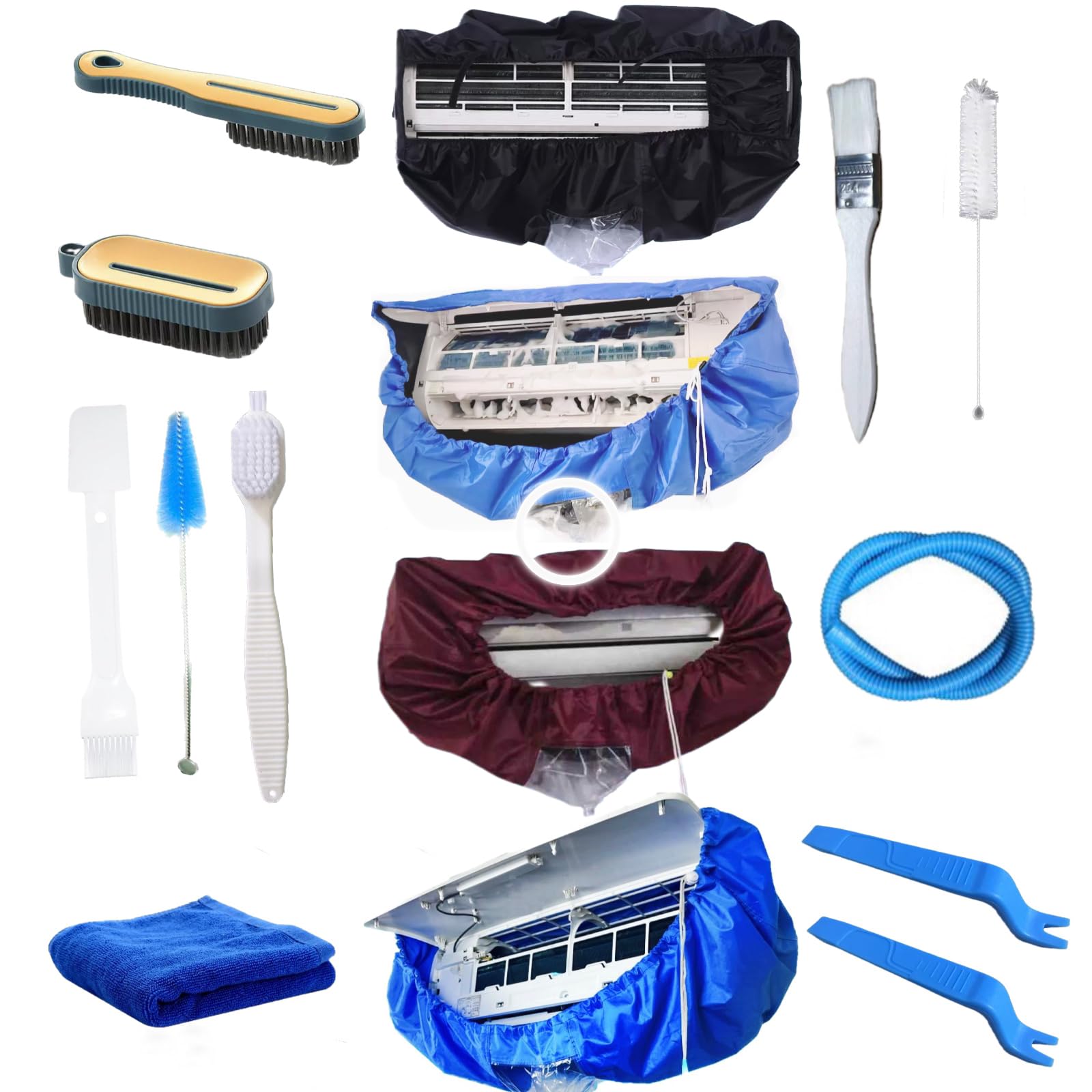 Mini Split Cleaning Bag |Split Ac Unit Cleaning Bag |Ac Cleaning Bag |Mini Split Ac Cleaning Kit with 9ft Drainpipe （12pcs，Light Blue，Large Size