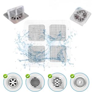 offMess 20PCS, 4X4inches Disposable Shower Drain Cover Hair Catcher Shower Drain Mesh Stickers, Bathroom, Laundry, Bathtub, Kitchen, Sink