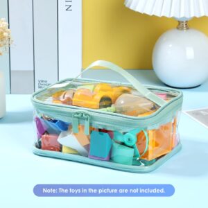 3 Pcs Toy Storage Bags Clear PVC Toy Organizing Bags with Zipper and Handle Reusable Board Game Storage Waterproof Toy Storage Organizer for Building Blocks Toys Books US(green)