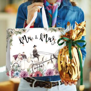 ysmile Wedding Gift Bag with Wrapping Tissue, 12" Bride Gift Bag for Engagement, Anniversary for Women Men Mr Mrs