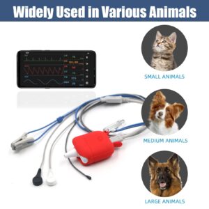 Veterinary Monitor for Dogs, Rechargeable Spo2 Oximeter Monitor for Cats, ECG Monitor Equipment for Pets, Portable Non-Contact Digital Thermometer,Easy Operation & BLE4.0 Connection