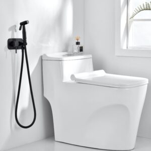 Senhozi Matte Black Bidet Sprayer for Toilet, Warm Water Handheld Bidet Sprayer with Hot and Cold Mixing Valve, Bidet Attachment for Toilet, SE-0002-2-BK