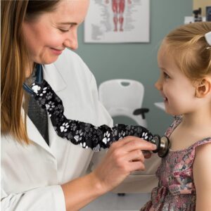 Gomyblomy Dog Paw Print Stethoscope Cover 2 Pcs Stethoscope Sleeve Elastic Fabric Stethoscope Cover Scrunchie for Nurses Pediatrics Doctors Cute Stethoscope Accessories