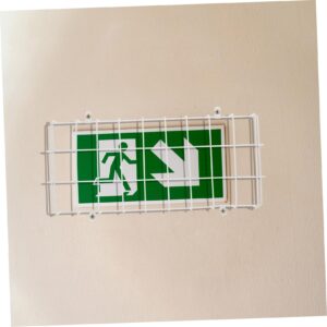 Lampshade Protection Net Signs Emergency Light Exit Sign Protective Guard Emergency Guard Exit Sign Wire Guard Exit Sign Cage Exit Light Guard Exit Sign Guard White Iron OSALADI