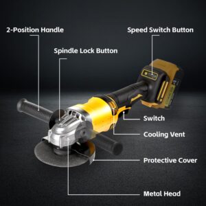 Angle Grinder Compatible with Dewalt 20V Max Battery(NO Battery) Cordless Angle Grinder,4-1/2" Blades Brushless Grinder for Cutting, Griding, Polishing(10000RPM) Battery Powered Angle Grinder