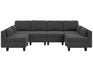 modular sectional sofa, convertible u shaped sofa couch with high density memory foam, 6 seat comfy modular sofa couch for living room, modern u shaped sectional sofa (darkgray)