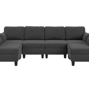 Modular Sectional Sofa, Convertible U Shaped Sofa Couch with High Density Memory Foam, 6 Seat Comfy Modular Sofa Couch for Living Room, Modern U Shaped Sectional Sofa (Darkgray)