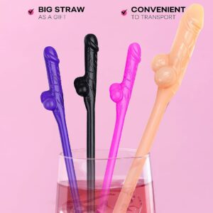 Bachelorette Party Penis Straws 30 pcs Naughty with 1 Huge Bride Dick Straw | Bachelorette Party Supplies and Favors for The Bachelorette Adult Party Decorations