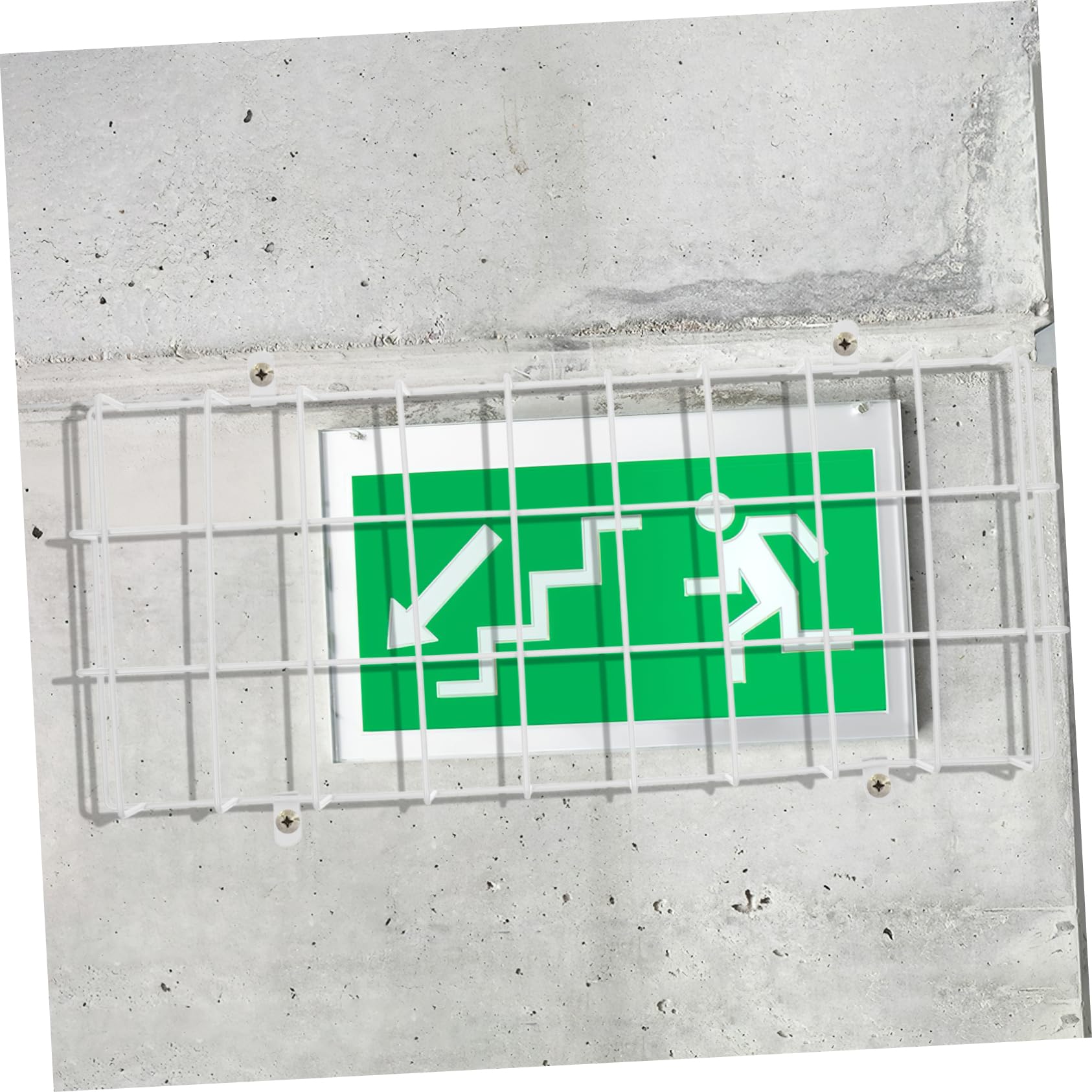 Lampshade Protection Net Signs Emergency Light Exit Sign Protective Guard Emergency Guard Exit Sign Wire Guard Exit Sign Cage Exit Light Guard Exit Sign Guard White Iron OSALADI