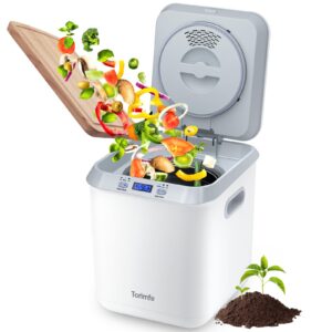 electric composter for kitchen, 2.5l compost bin kitchen countertop for indoor, smart food compost machine with updated grinding blade, odorless, auto-cleaning, turn waste to pre-compost for plants