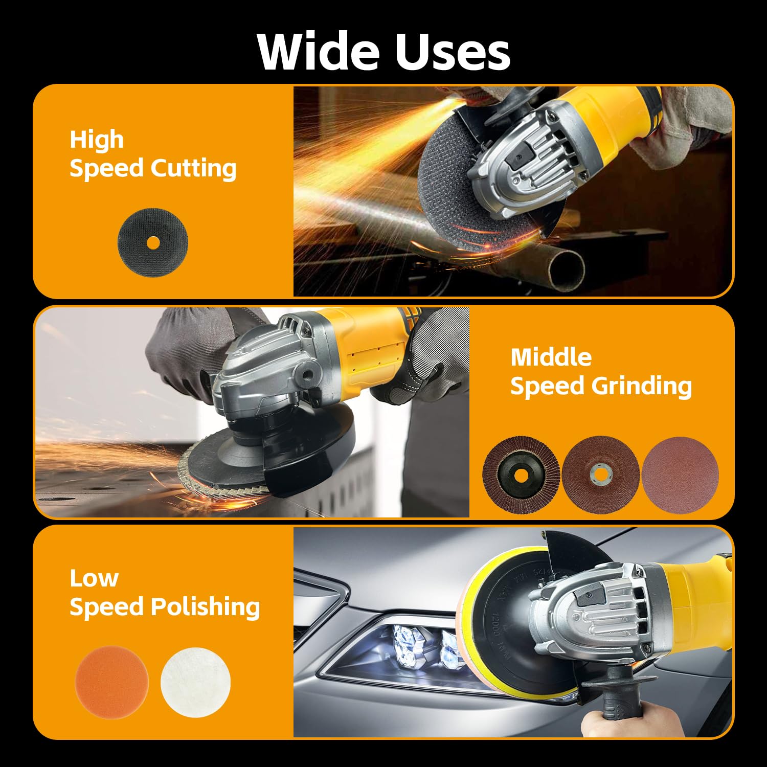 Angle Grinder Compatible with Dewalt 20V Max Battery(NO Battery) Cordless Angle Grinder,4-1/2" Blades Brushless Grinder for Cutting, Griding, Polishing(10000RPM) Battery Powered Angle Grinder