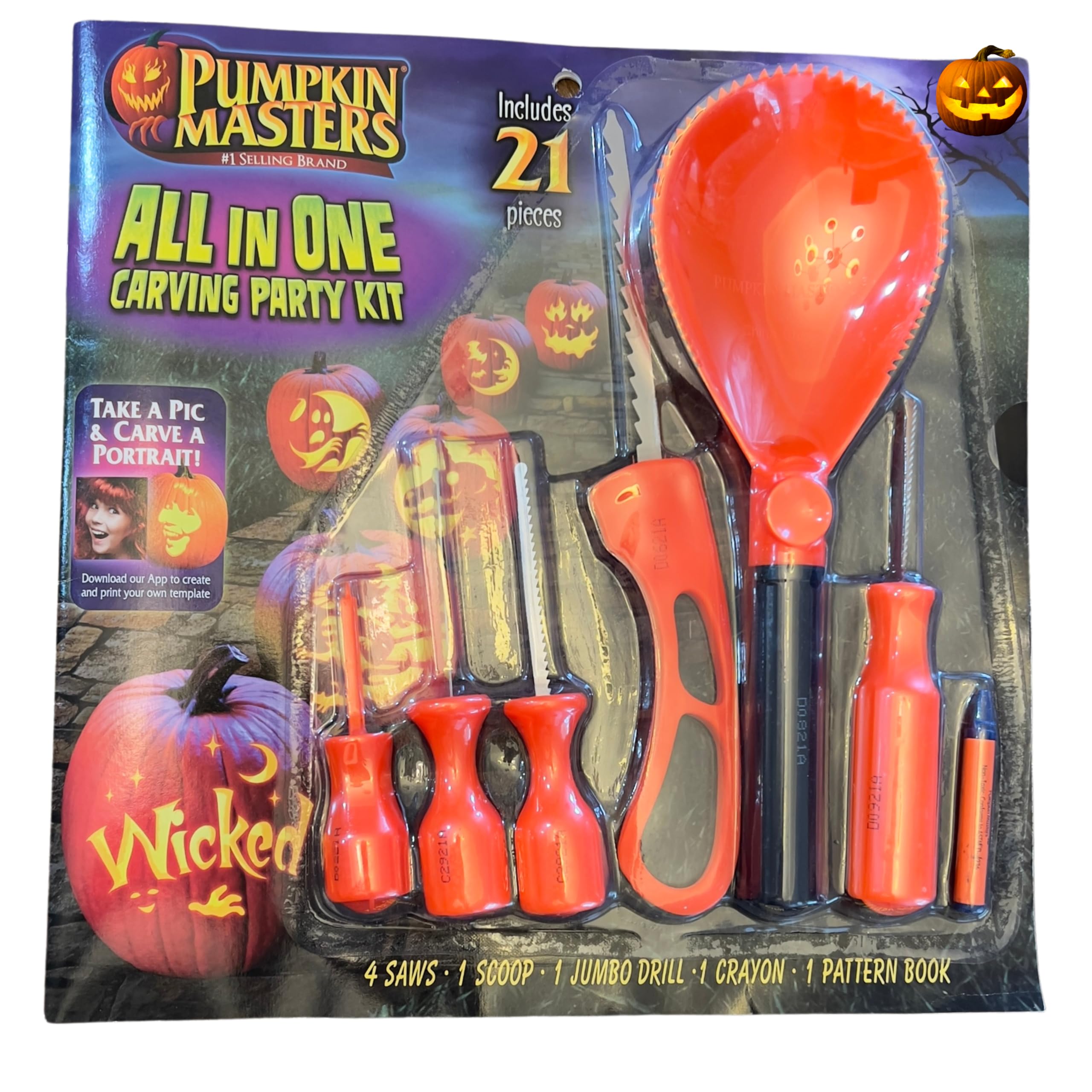 Pumpkin Carving Kit ALL IN ONe (21 Piece) Carving Party Kit + (Carve your Selfie)