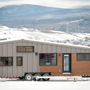 Tiny RV Mobile House with Downstairs Bedroom, Loft, Full Kitchen & Bathroom - Family-Friendly Design with Upraised Living Area, Cedar/Steel Exterior, Double-Pitched Roof - Perfect for Full-Time Living