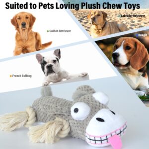 Squeaky Dog Toys for Large Dogs, Indestructible Dog Toys for Aggressive Chewers, Plush Stuffed Pet Dog Toys with Crinkle Paper, Keep Them Busy -Gray