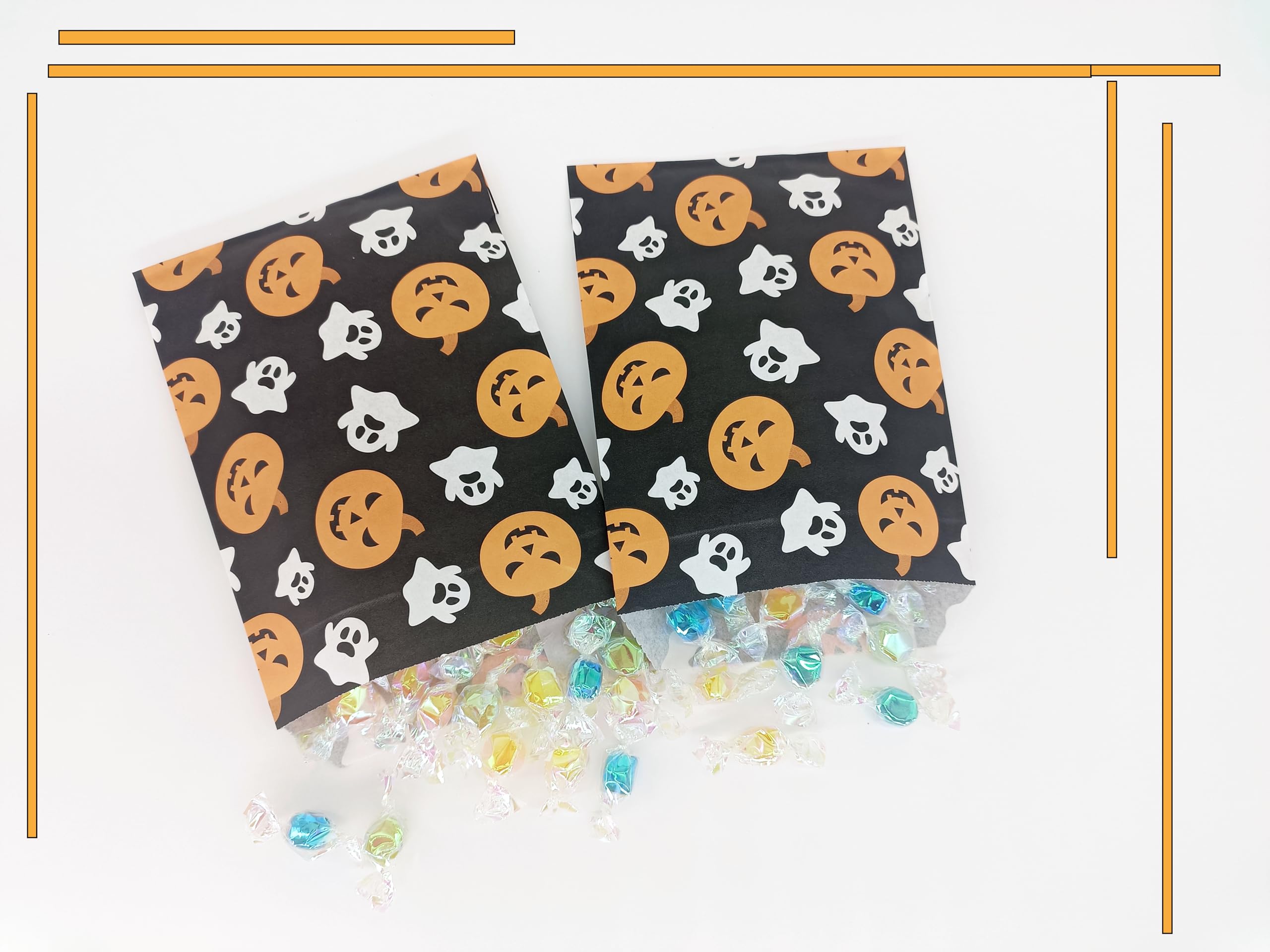 MENDERRY Paper Halloween Treat Candy bags Trick or Treat Bags Treat Bags Party Favor Cookie Bag