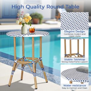 3 Piece Patio Bistro Set , French Wicker Outdoor Bistro Set with Round Table and 2 Dining Chairs , ‎Aluminum Wicker Furniture, All Weather Outdoor Patio Conversation Set for Garden Balcony Cafes Yard