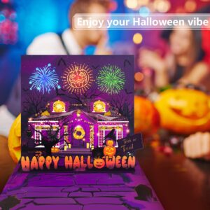 DTESL Halloween card，with firework light and music, 3D pop-up halloween card for Kids, Friend, Boyfriend, Girlfriend, Husband, Him, Women，Halloween Holiday Cards (Purple)