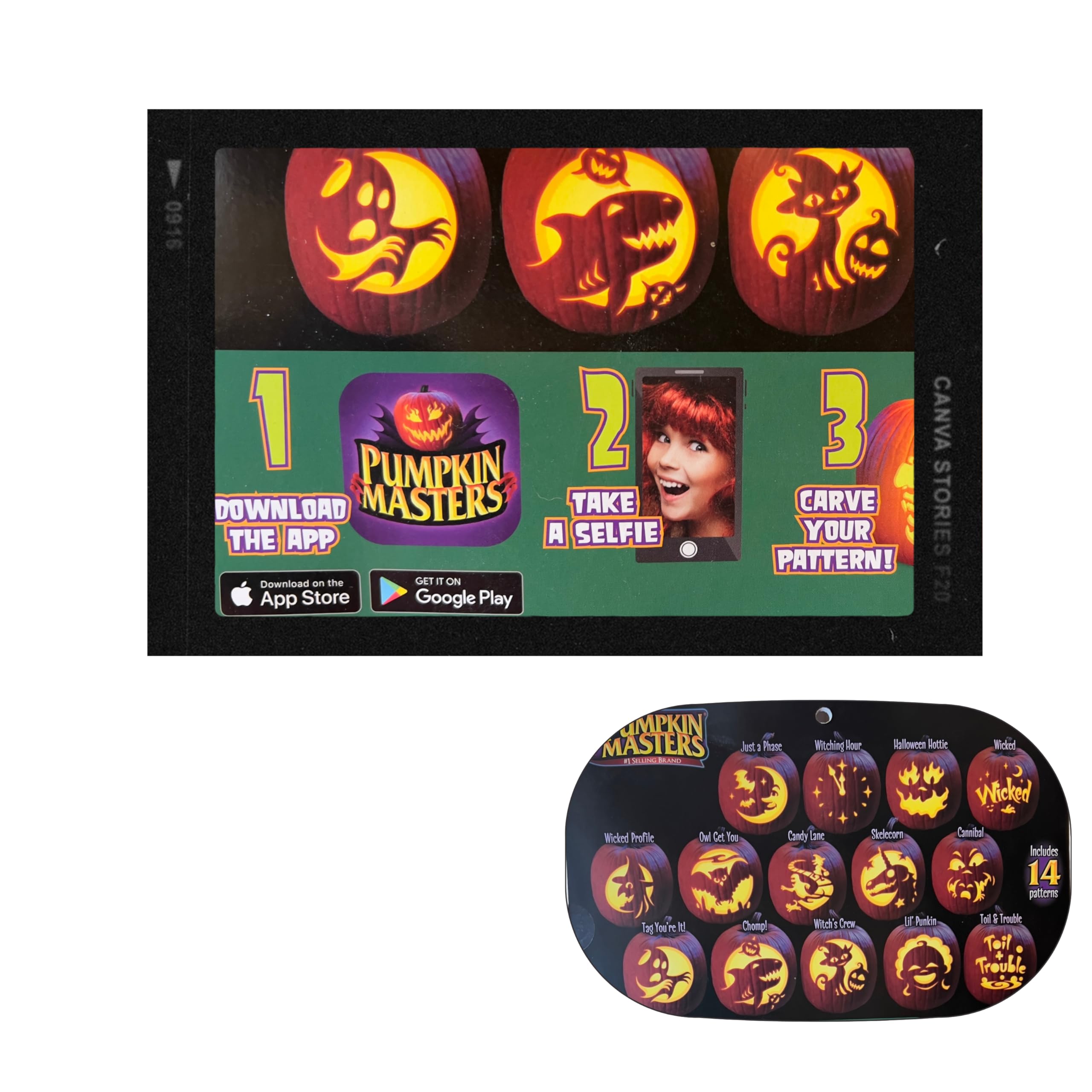 Pumpkin Carving Kit ALL IN ONe (21 Piece) Carving Party Kit + (Carve your Selfie)